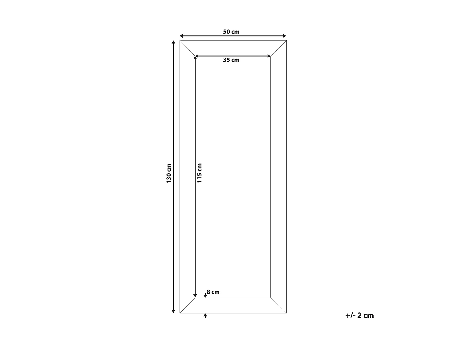 Wandspiegel PLAISIR 50 cm 130 cm Zwart