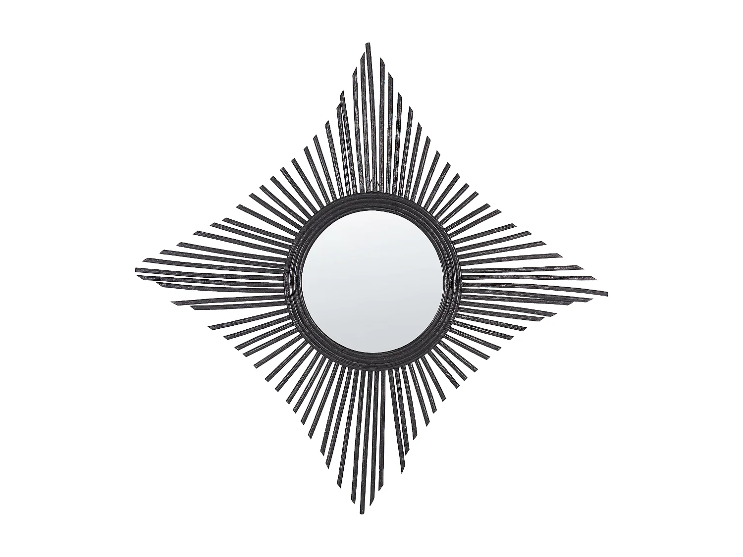 Wandspiegel schwarz aus Rattan dekorativ Rautenform Boho Modern 60x60 cm Majene