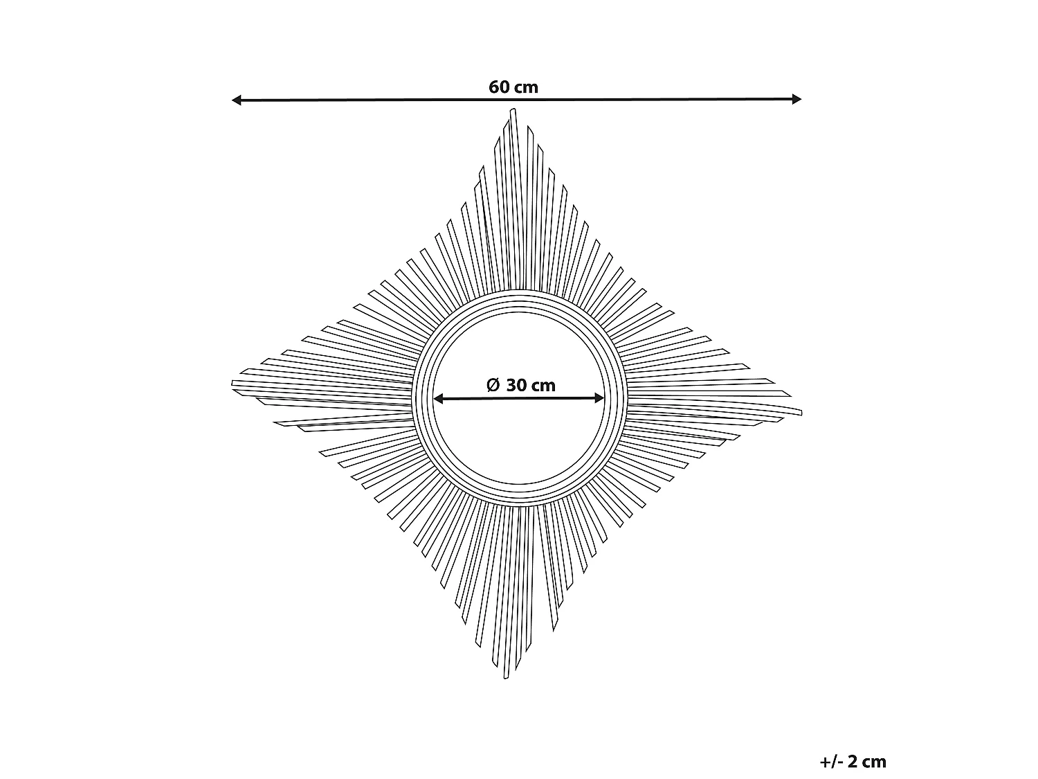 Wandspiegel MAJENE 60 cm 60 cm Rotan Zwart
