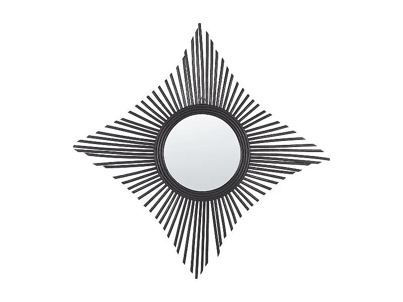 Wandspiegel schwarz aus Rattan dekorativ Rautenform Boho Modern 60x60 cm Majene