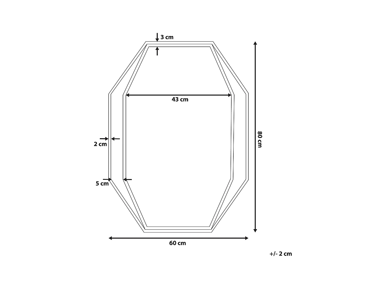 Wandspiegel NIRE 60 cm 80 cm Metaal Grafietgrijs