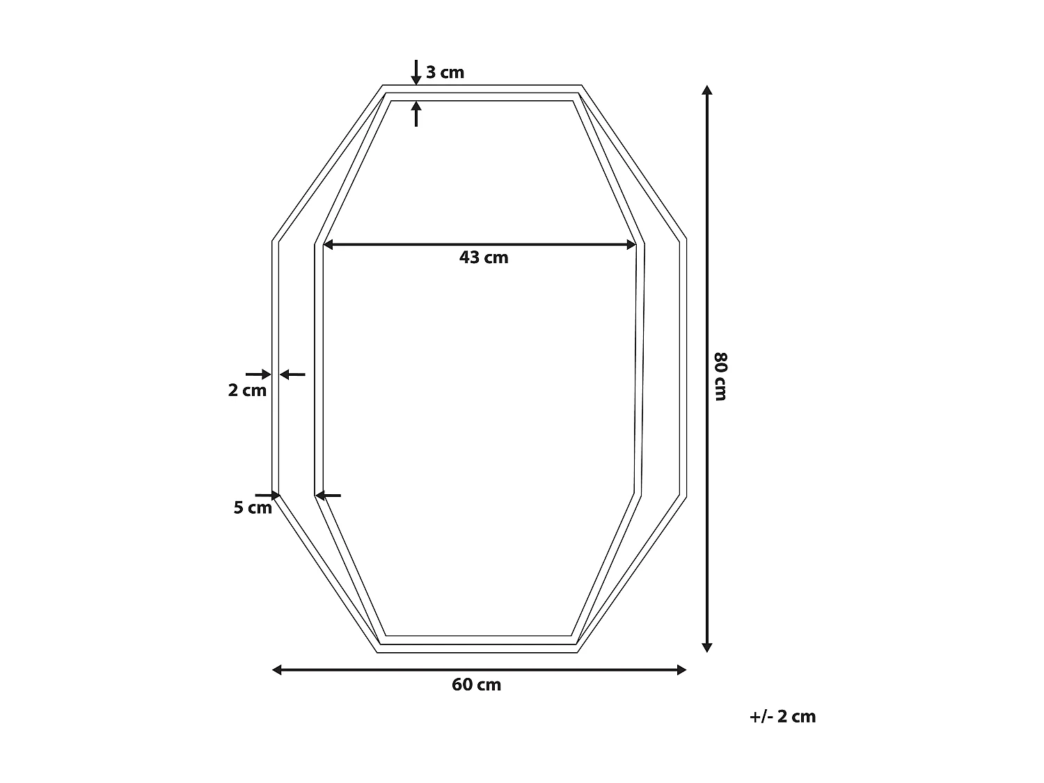 Espejo NIRE 60 cm 80 cm Metal Grafito