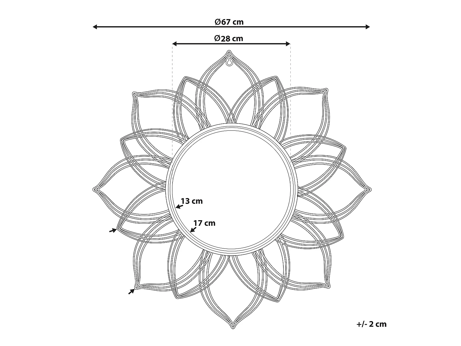 Espejo MILLY 67 cm 67 cm Metal Dorado
