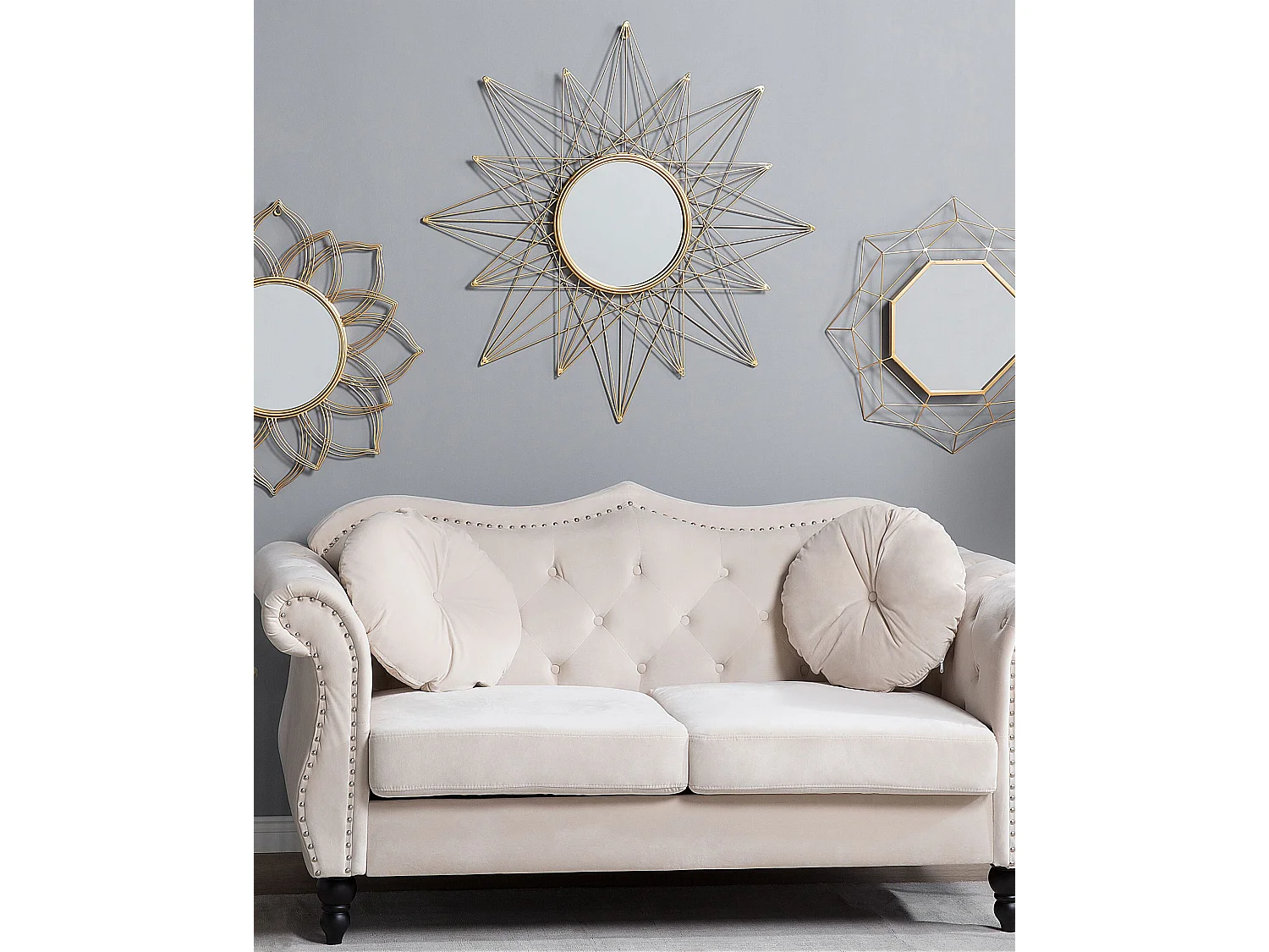 Miroir MILLY 67 cm 67 cm Métal Doré