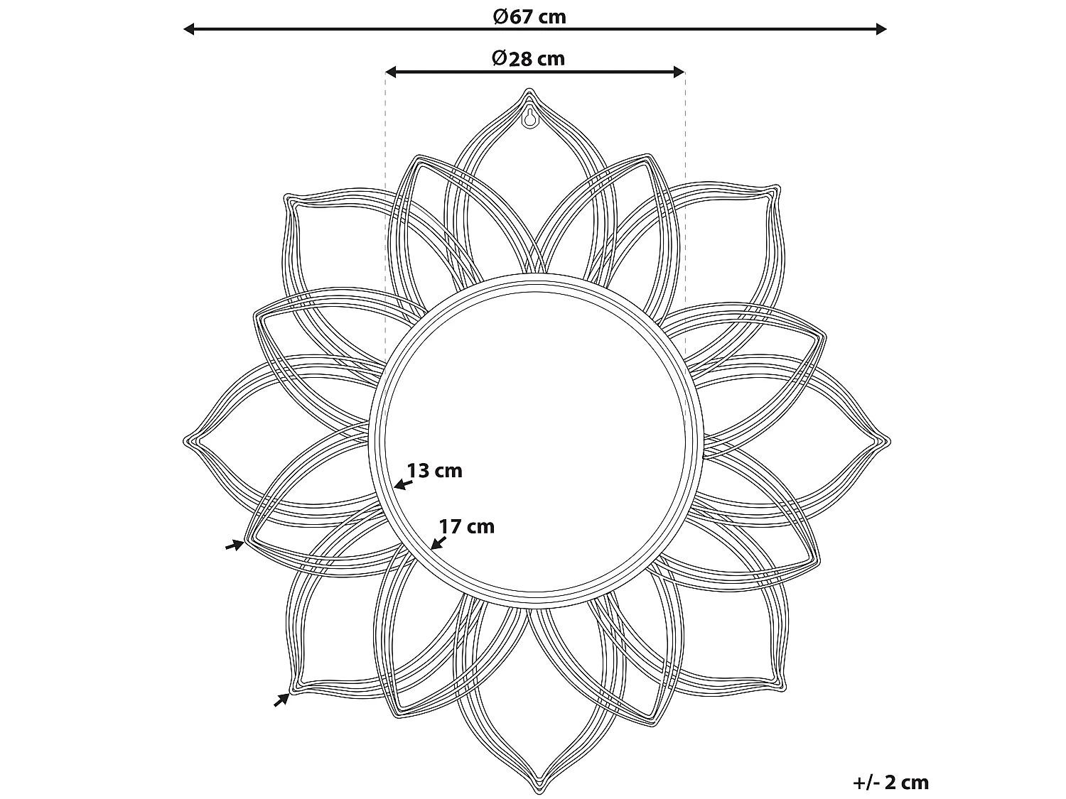 Wandspiegel MILLY 67 cm 67 cm Metaal Goud
