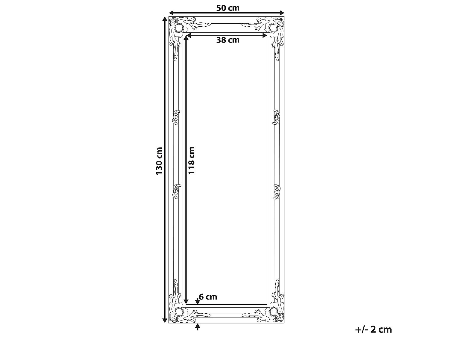 Wunderschöner Spiegel mit gemustertem Rahmen schwarz edel 50 x 130 cm Fougers