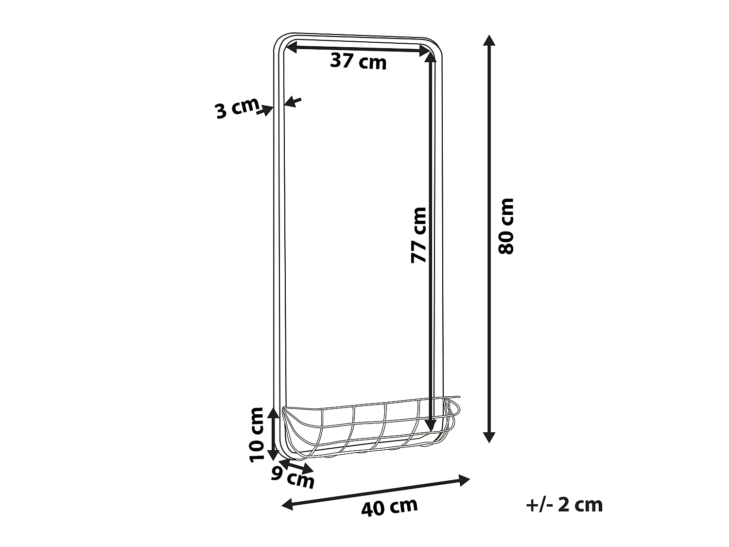 Wandspiegel MACON 40 cm 80 cm Metaal Goud