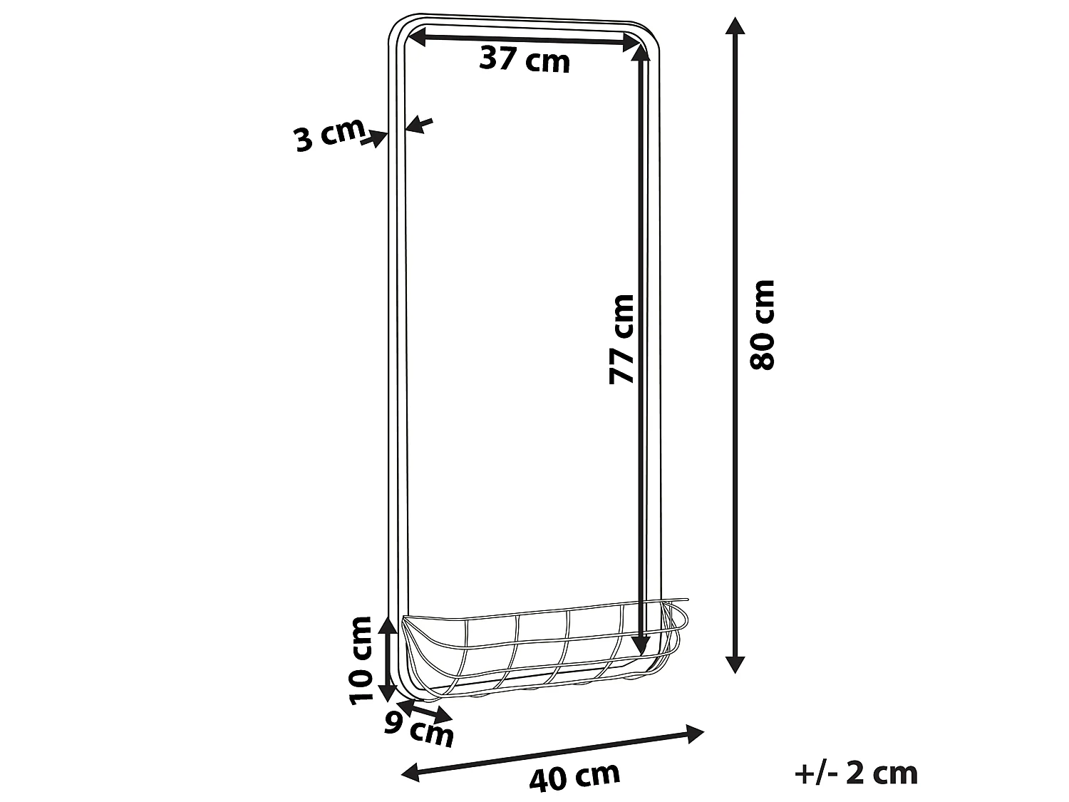 Miroir MACON 40 cm 80 cm Métal Doré