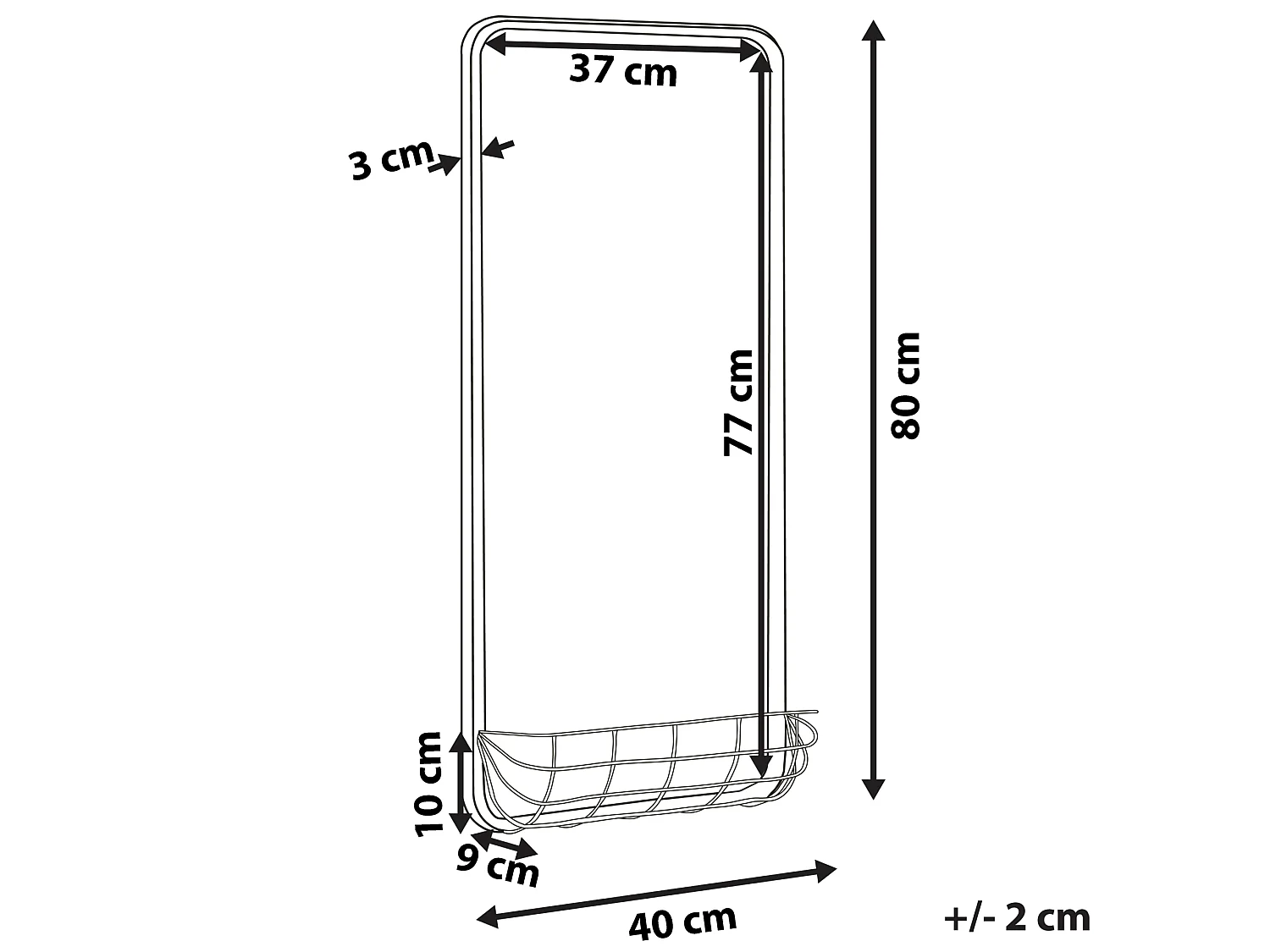 Miroir MACON 40 cm 80 cm Métal Doré