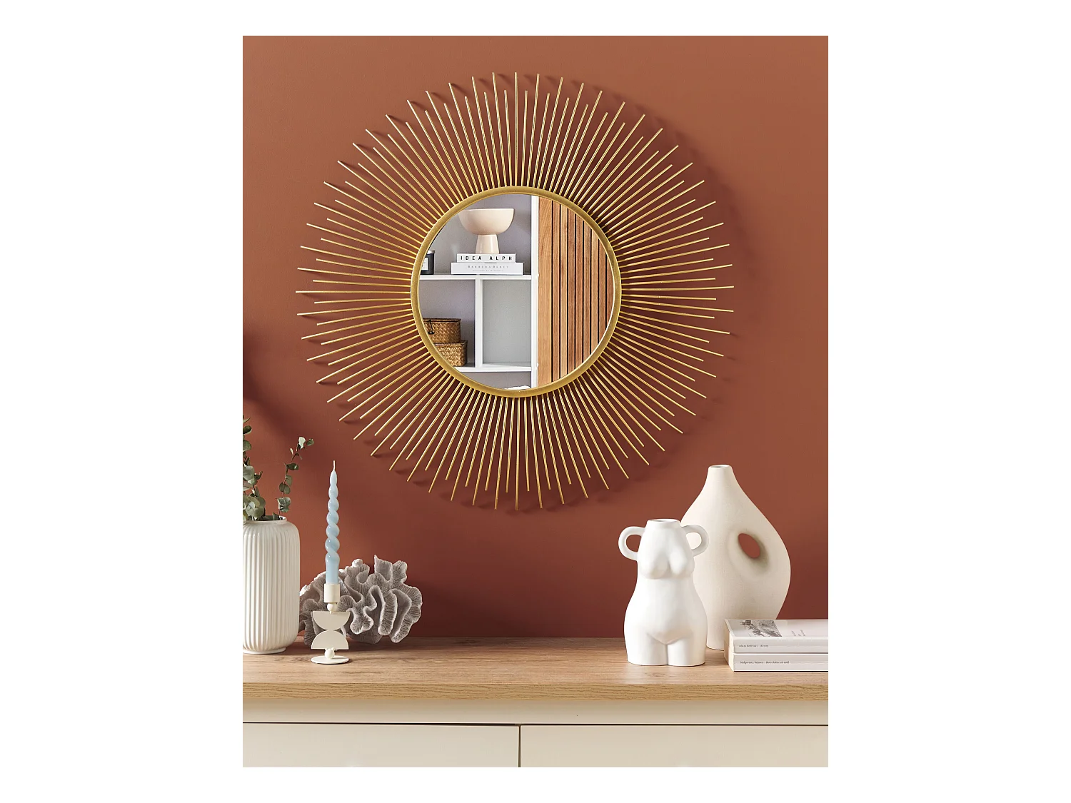 Spiegel gold rund Sonnenform vintage dia. 80 CILLY