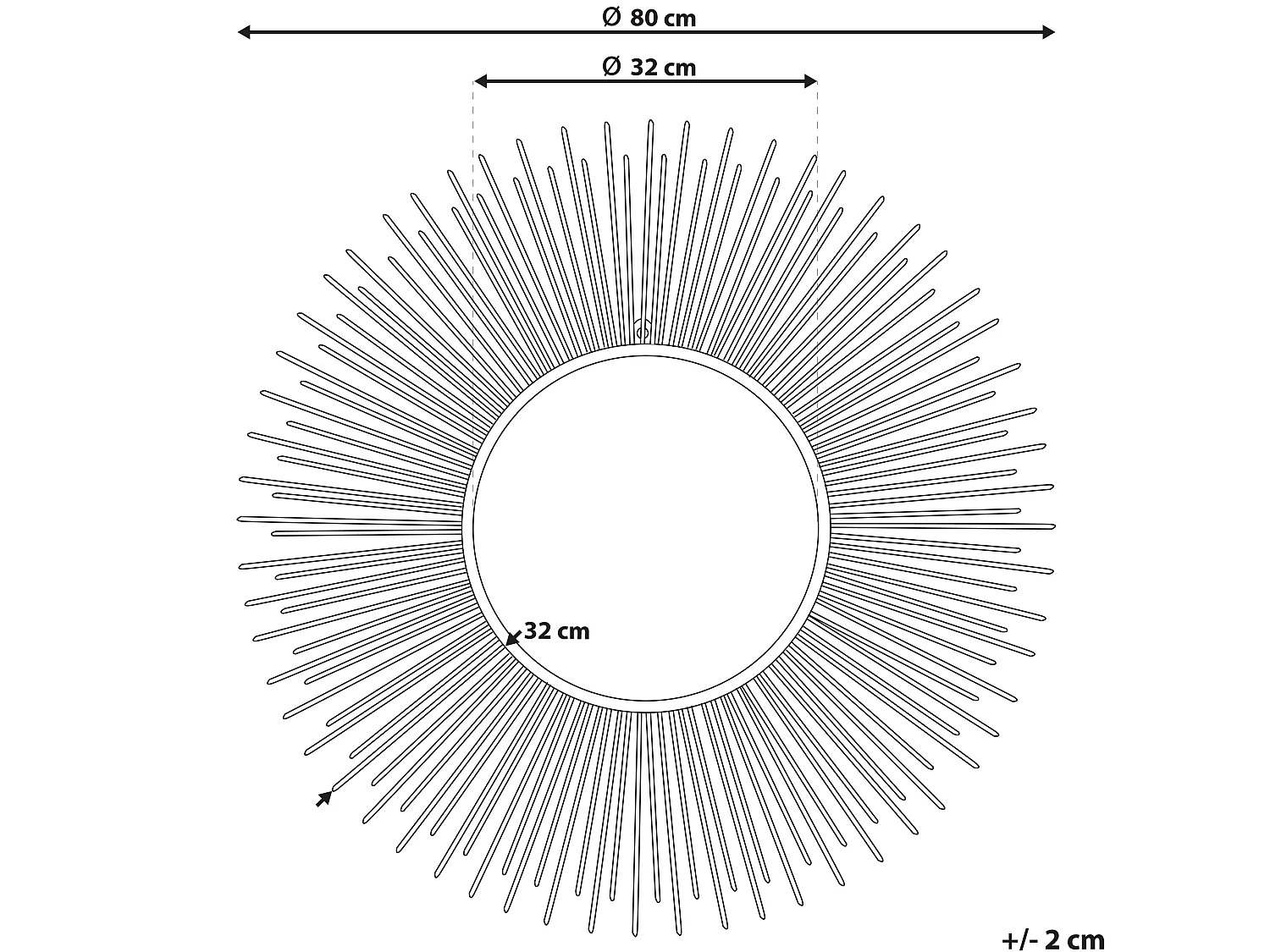 Wandspiegel CILLY 80 cm 80 cm Metaal Goud