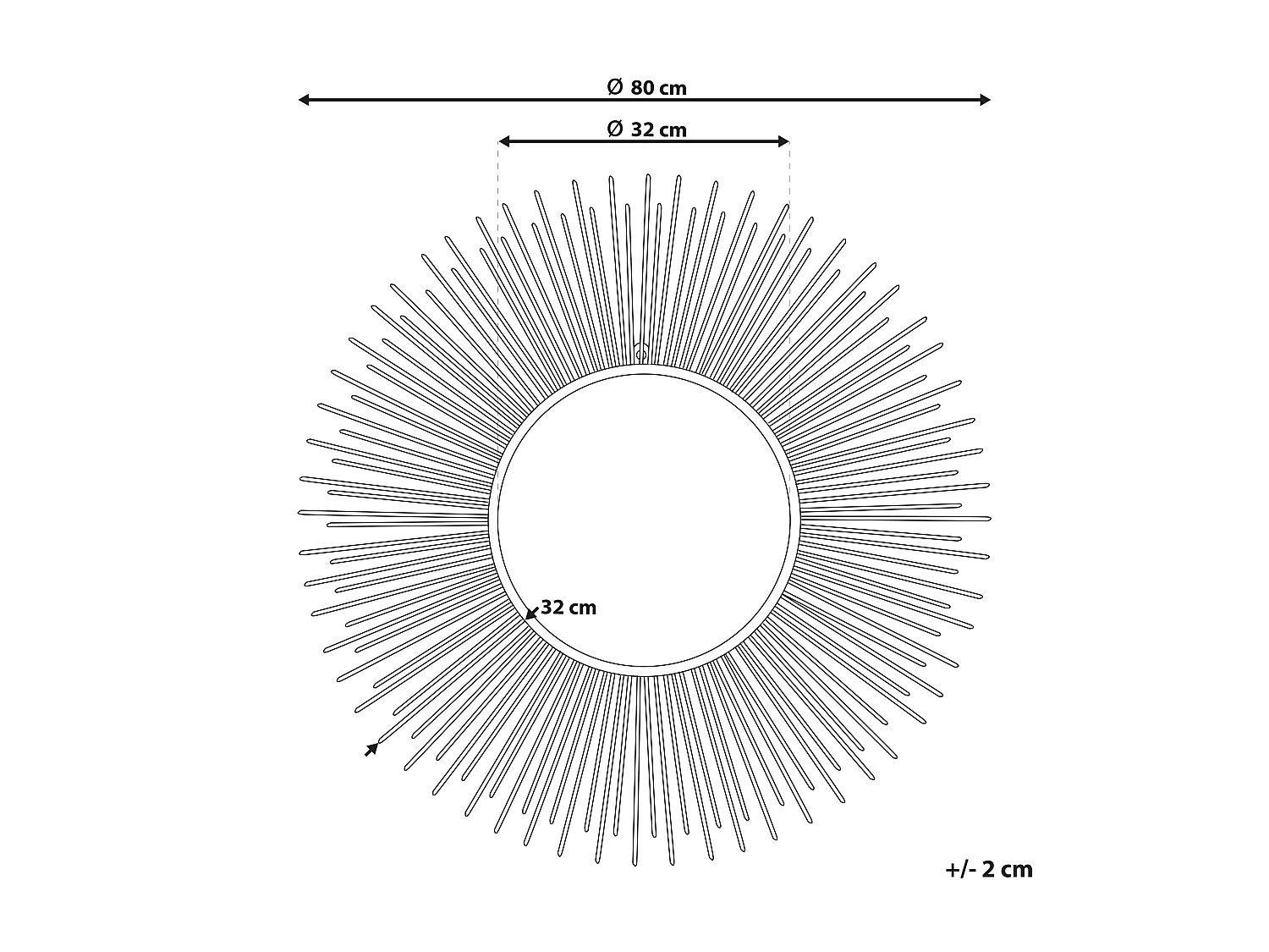 Miroir CILLY 80 cm 80 cm Métal Doré