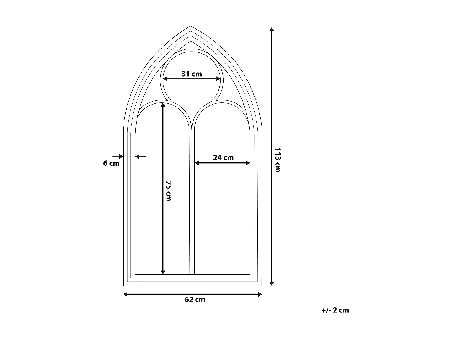 Romantischer Wandspiegel in Weiß Fensteroptik 62 x 113 cm Trelly