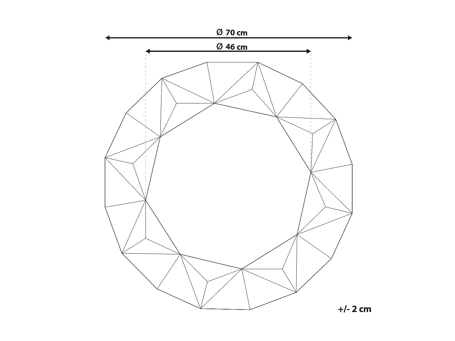 Wandspiegel im Glamour Stil rund dia. 70 cm silber Habay