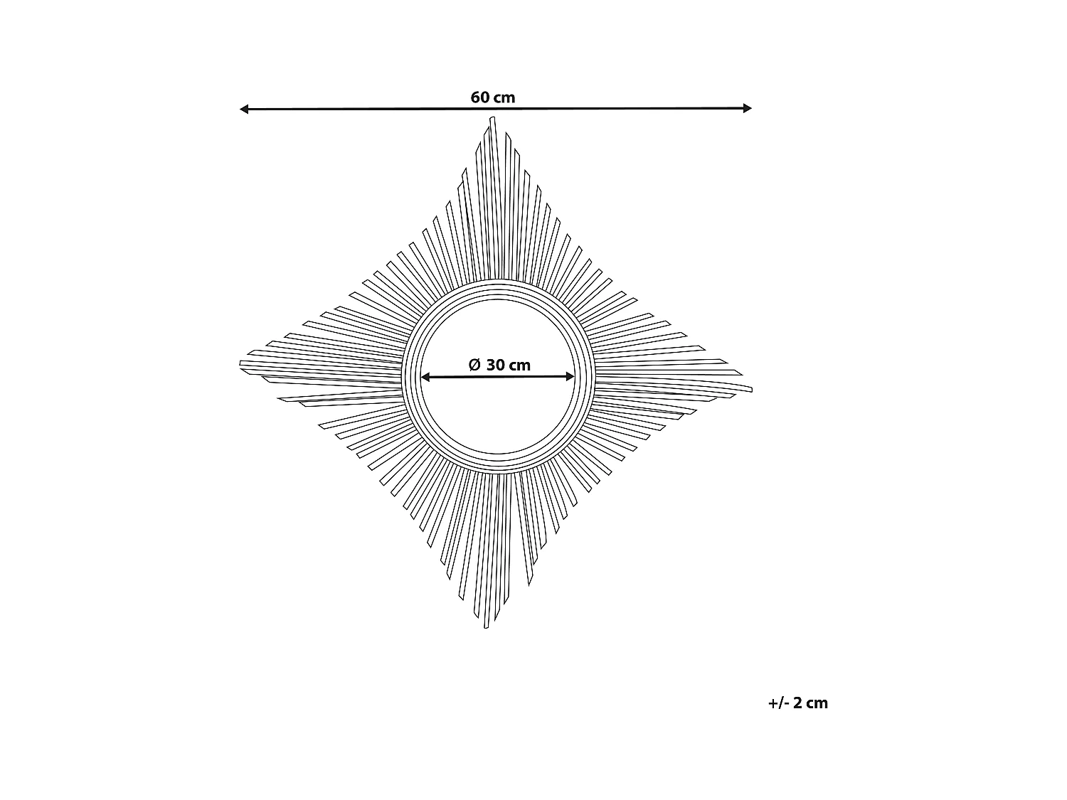 Wandspiegel MAJENE 60 cm 60 cm Rotan Natuurlijk