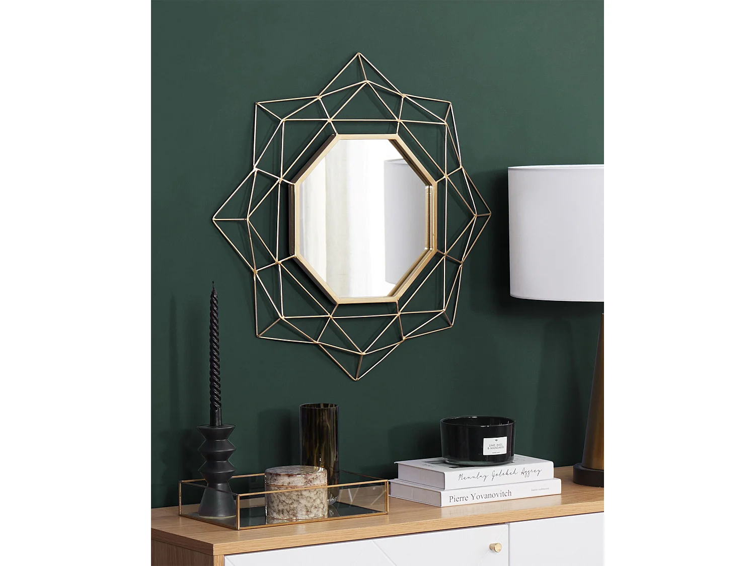 Miroir HILLION 60 cm 60 cm Métal Doré