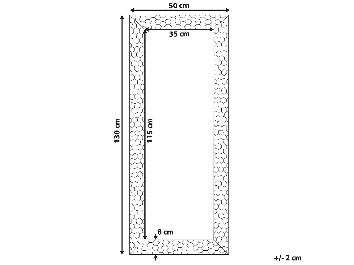 Moderner Gold Wandspiegel mit Rahmen im Wabenmuster rechteckig 50x130 cm ANTIBES