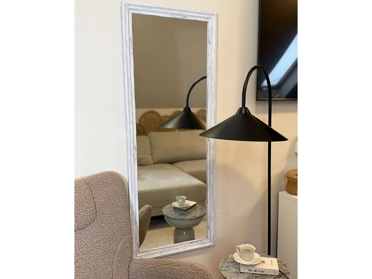 Miroir BENON 50 cm 130 cm Blanc cassé