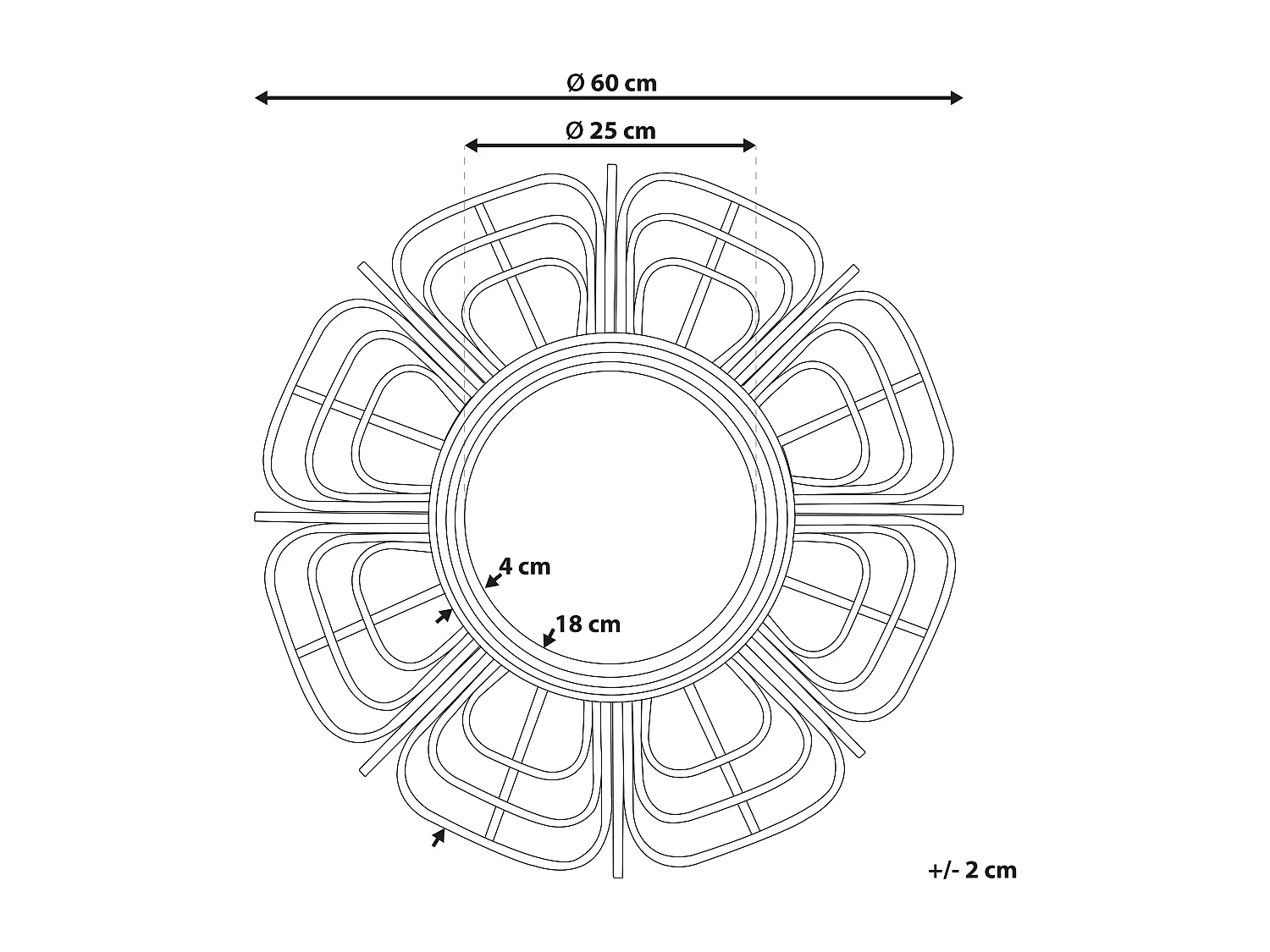 Miroir PASAKU 60 cm 60 cm Rotin Noir