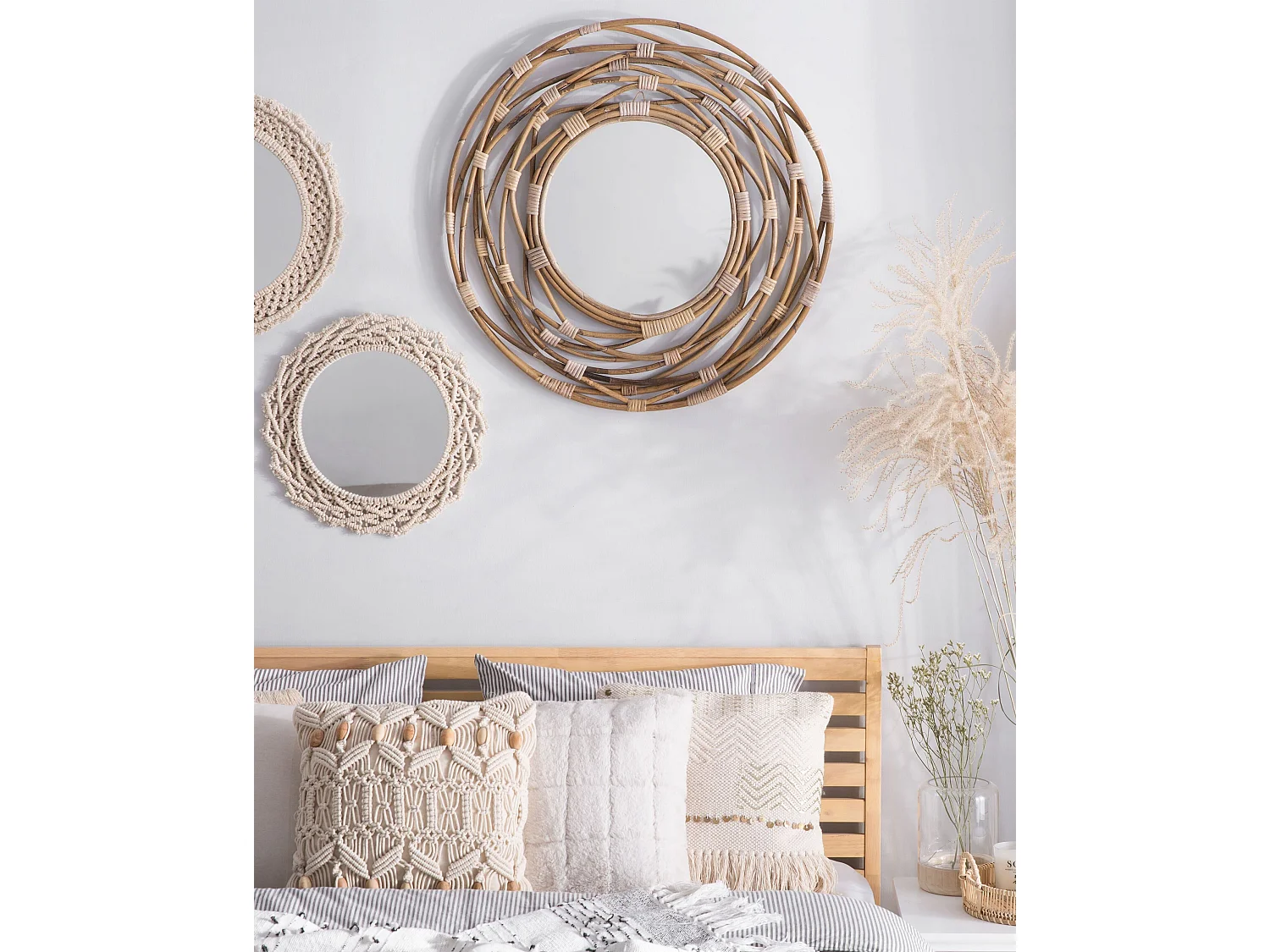 Espelho BURGIS 75 cm 75 cm Rattan Cor de areia