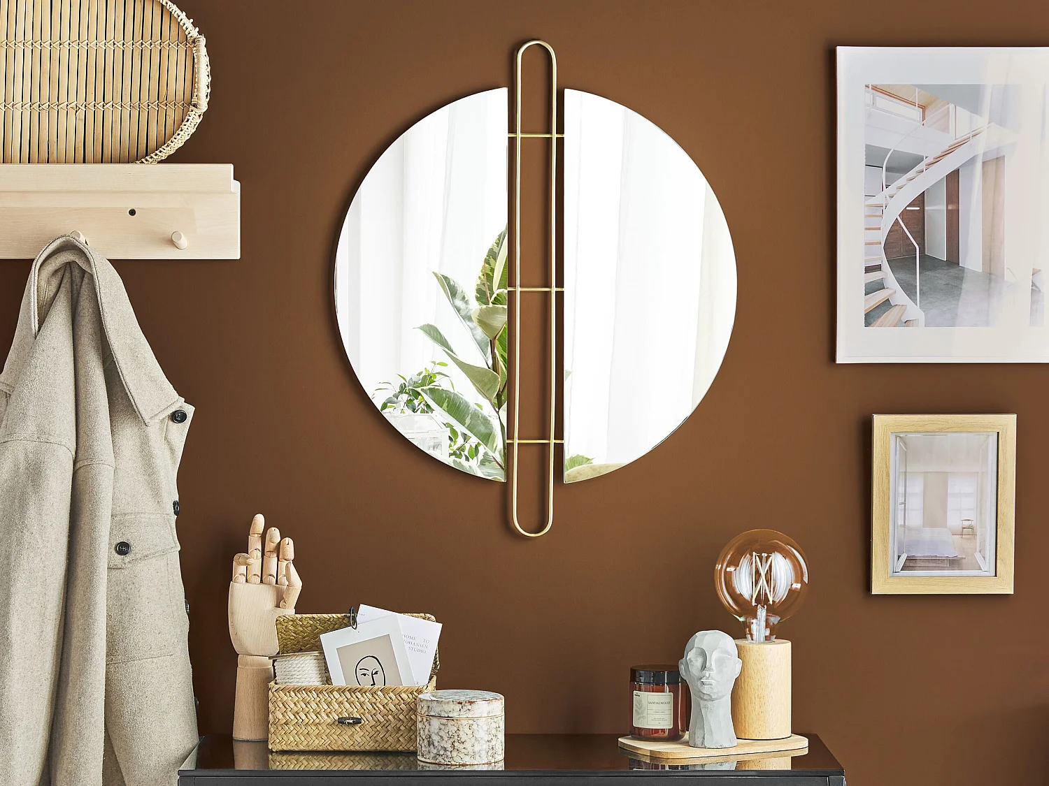 Miroir mural en métal ø 52 cm doré ATTIN