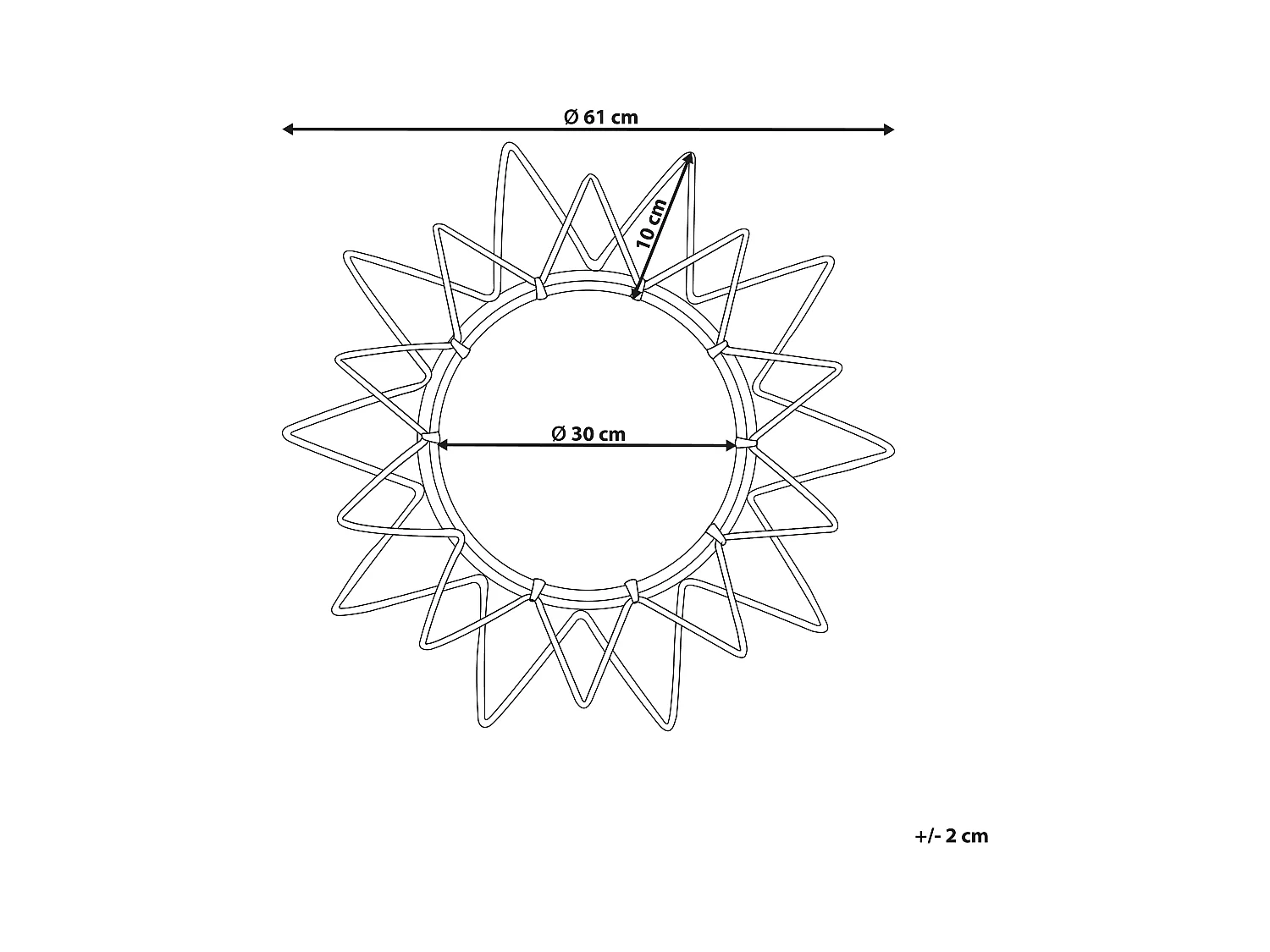 Wandspiegel AROEK 61 cm 61 cm Rotan Natuurlijk
