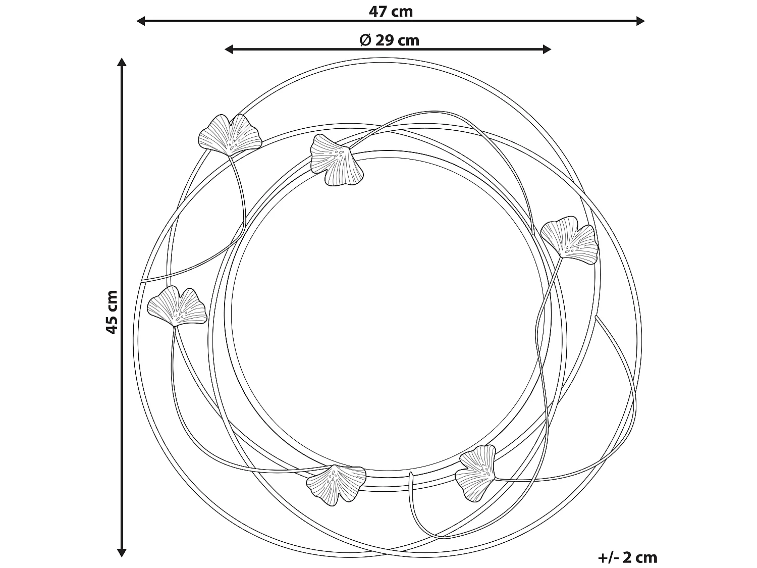 Miroir ANGLET 47 cm 45 cm Métal Doré