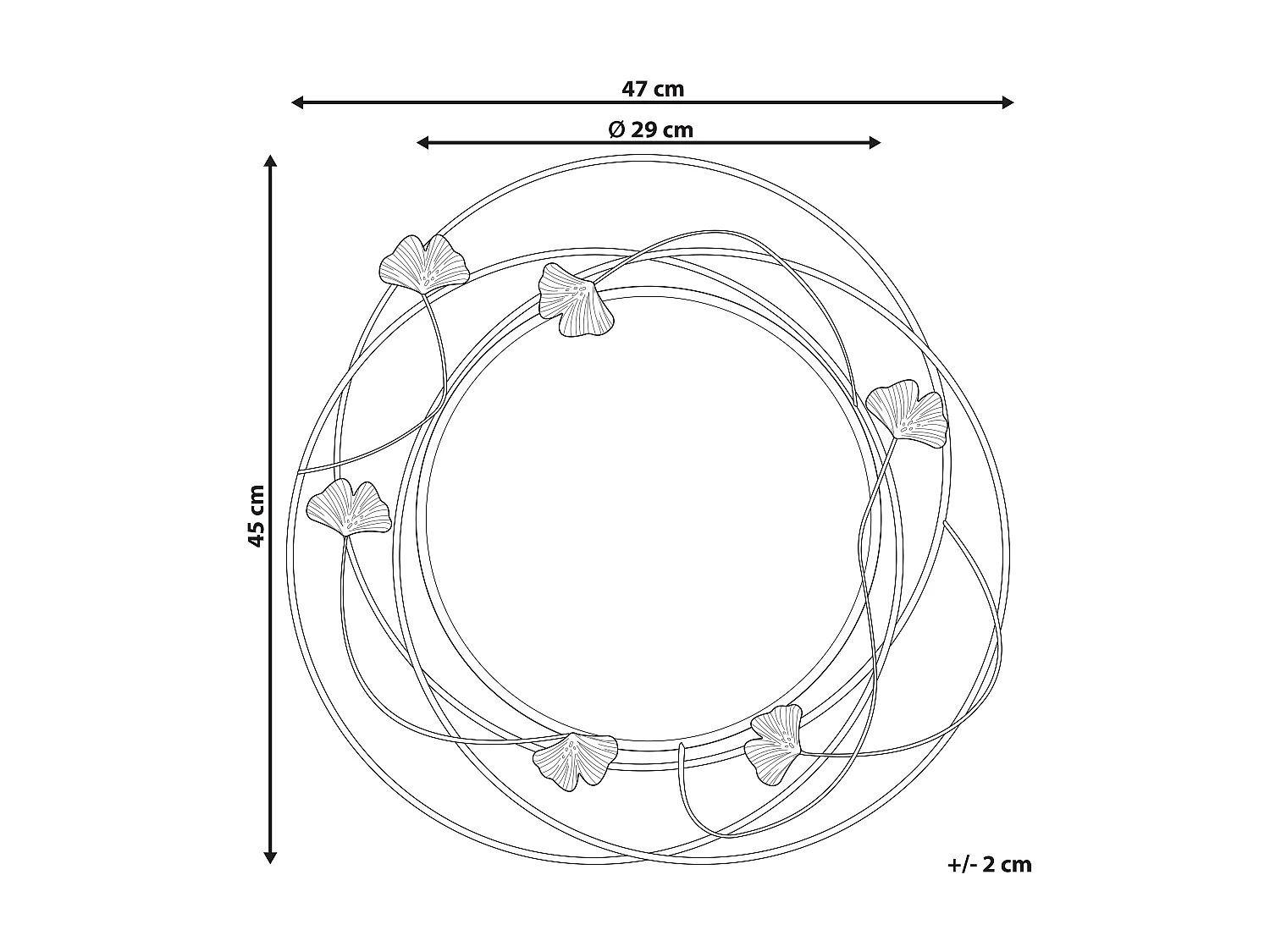 Miroir ANGLET 46 cm 49 cm Métal Doré