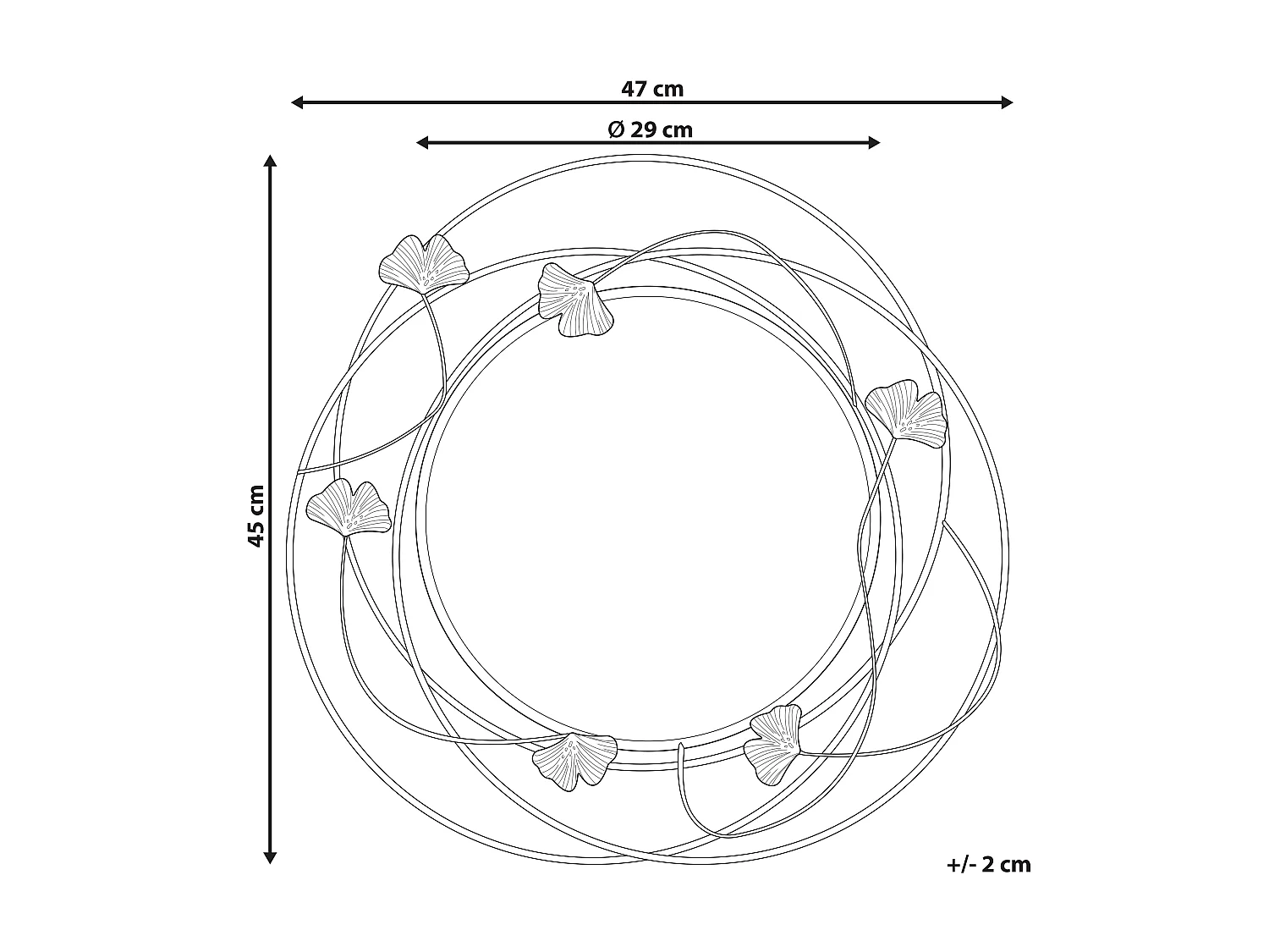 Espelho ANGLET 47 cm 45 cm Metal Dourado