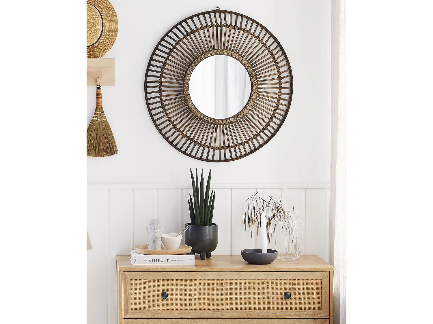 Miroir BLASITO 66 cm 66 cm Bambou Marron