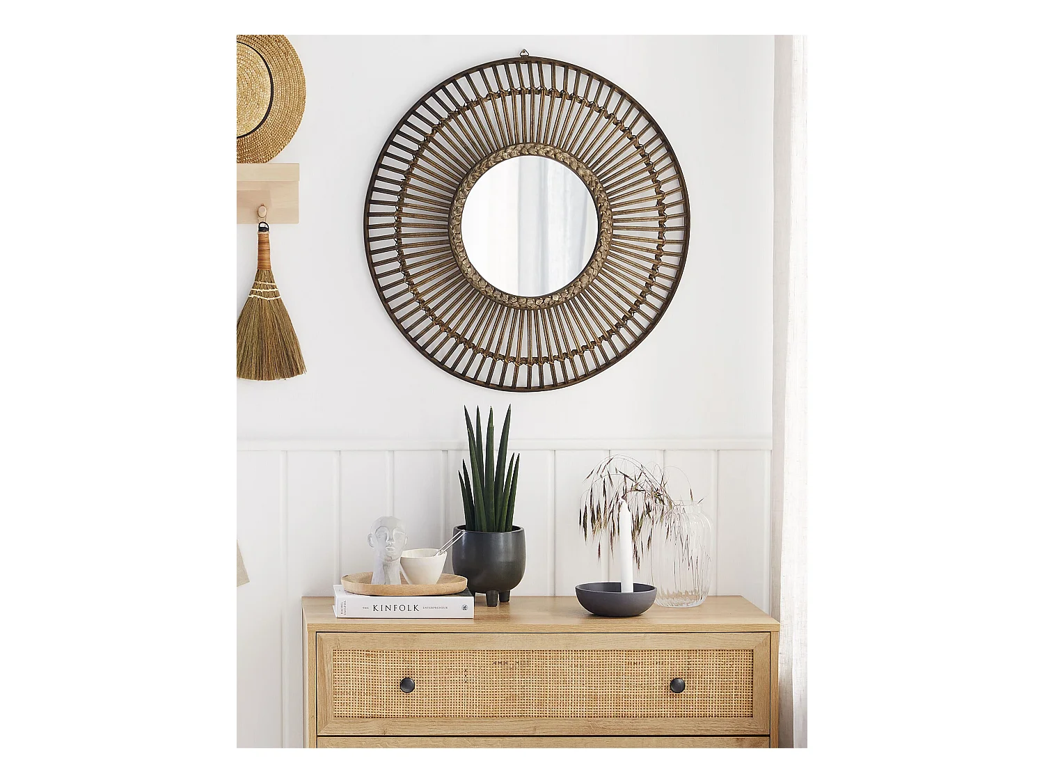 Wandspiegel BLASITO 66 cm 66 cm Bamboehout Bruin