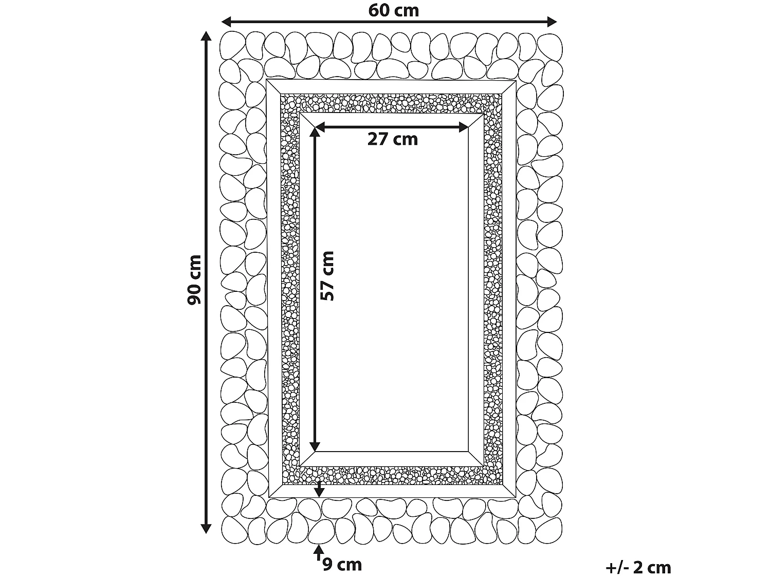 Moderner Wandspiegel mit Rahmen silber rechteckig 60x90 cm Pabu