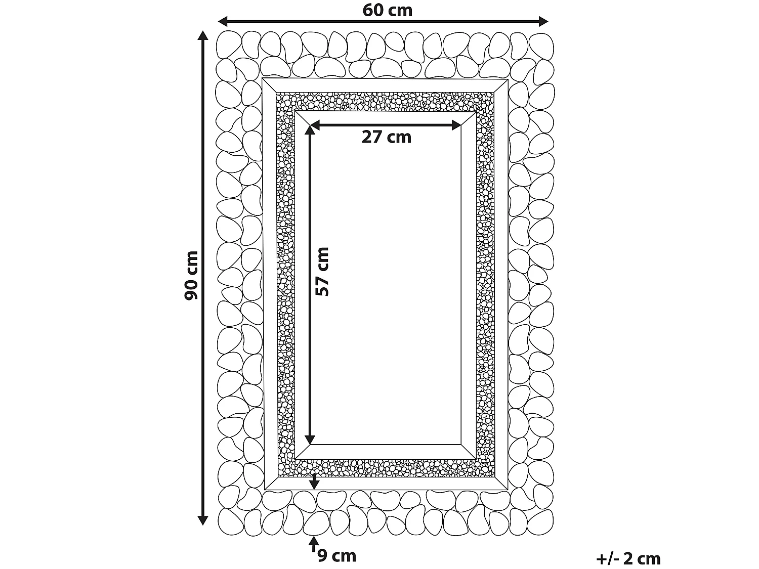 Moderner Wandspiegel mit Rahmen silber rechteckig 60x90 cm Pabu