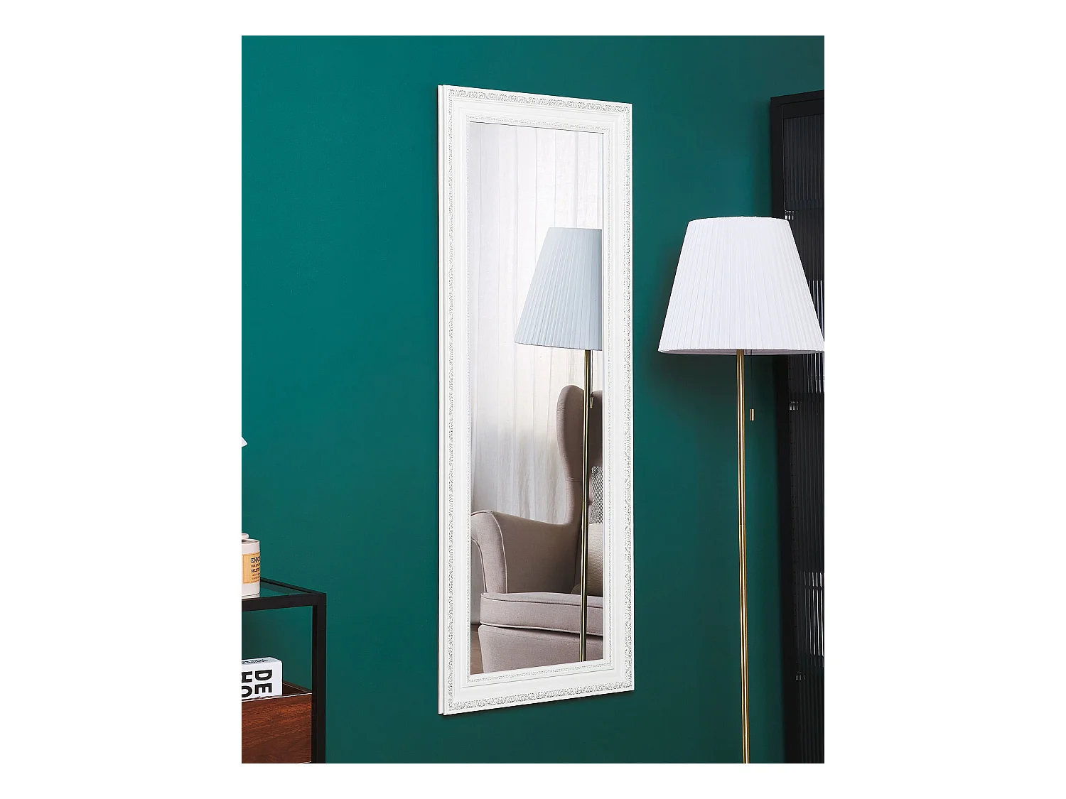 Schöner Spiegel im Vintage Stil weiß/silbern Wandspiegel 130 x 50 cm Vertou