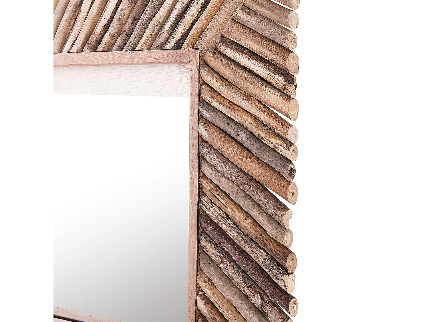 Moderner Wanspiegel quadratisch hellbraun Holz 60 x 60 cm rustikaler Stil Kanab