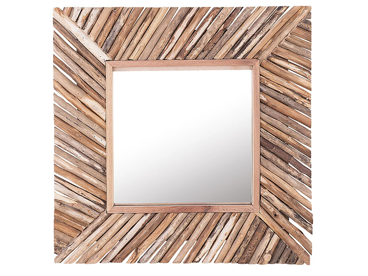 Wall Mirror KANAB 60 cm 60 cm Teak Wood Brown