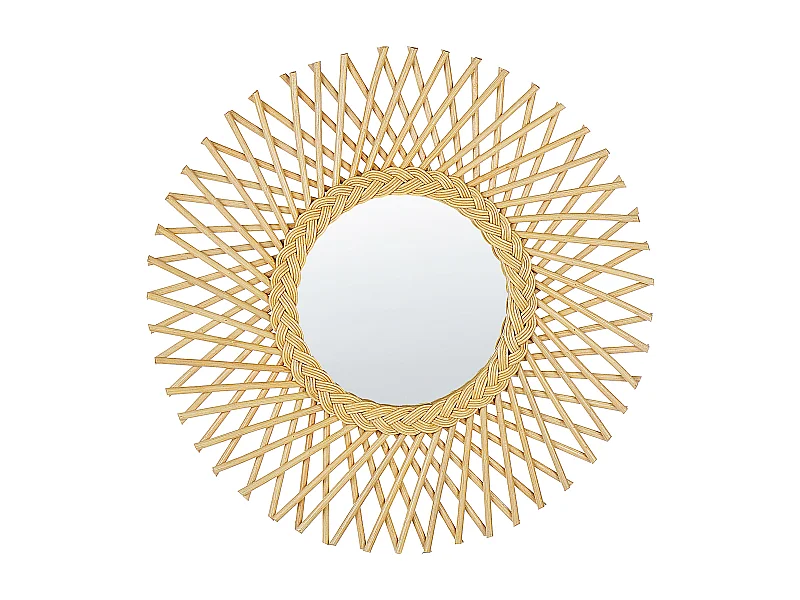 Wandspiegel TAGOLU 60 cm 60 cm Rattan Naturfarben