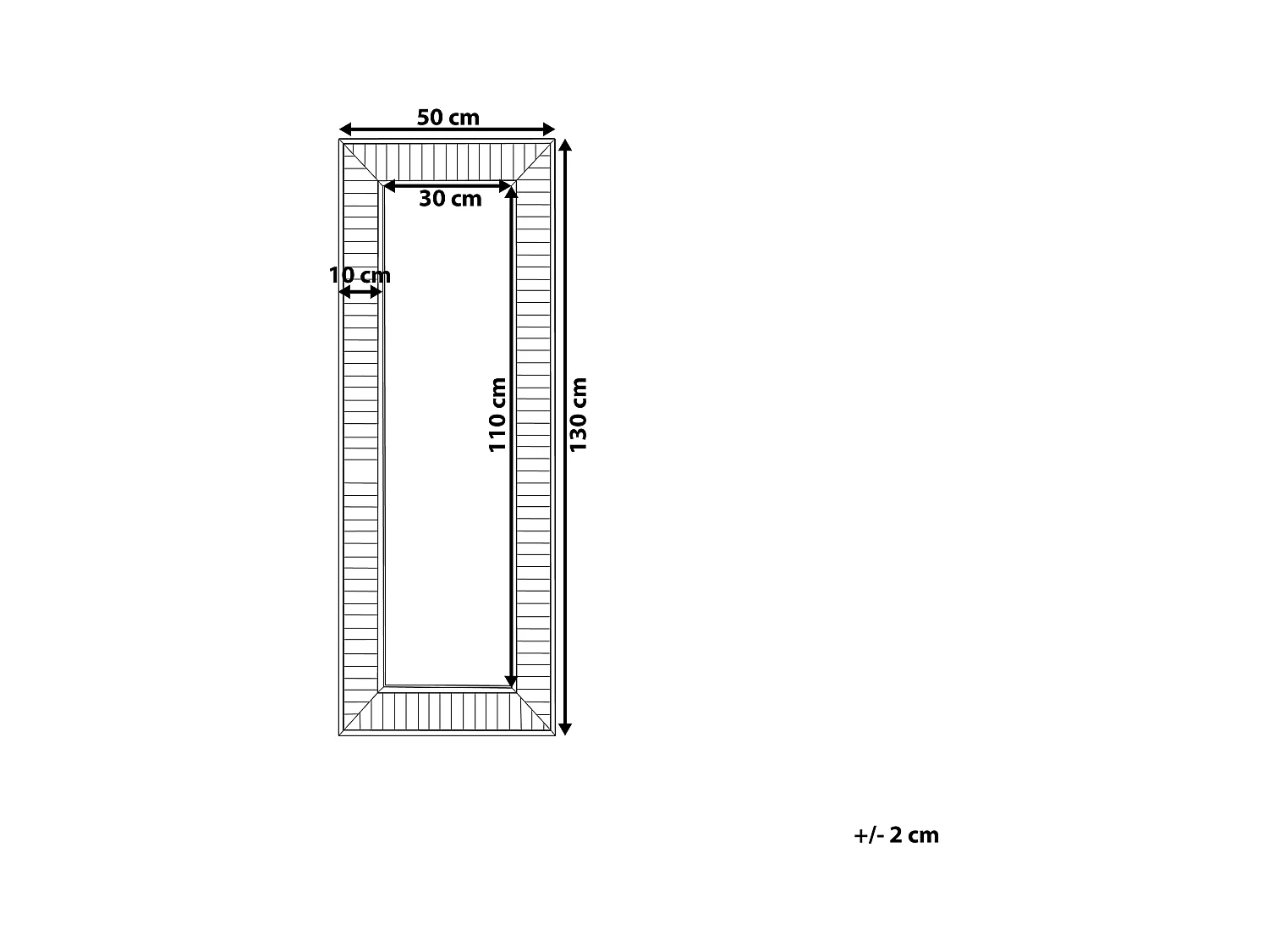 Moderner Wandspiegel Grau/Weiß 50 x 130 cm rechteckig Rosnoen