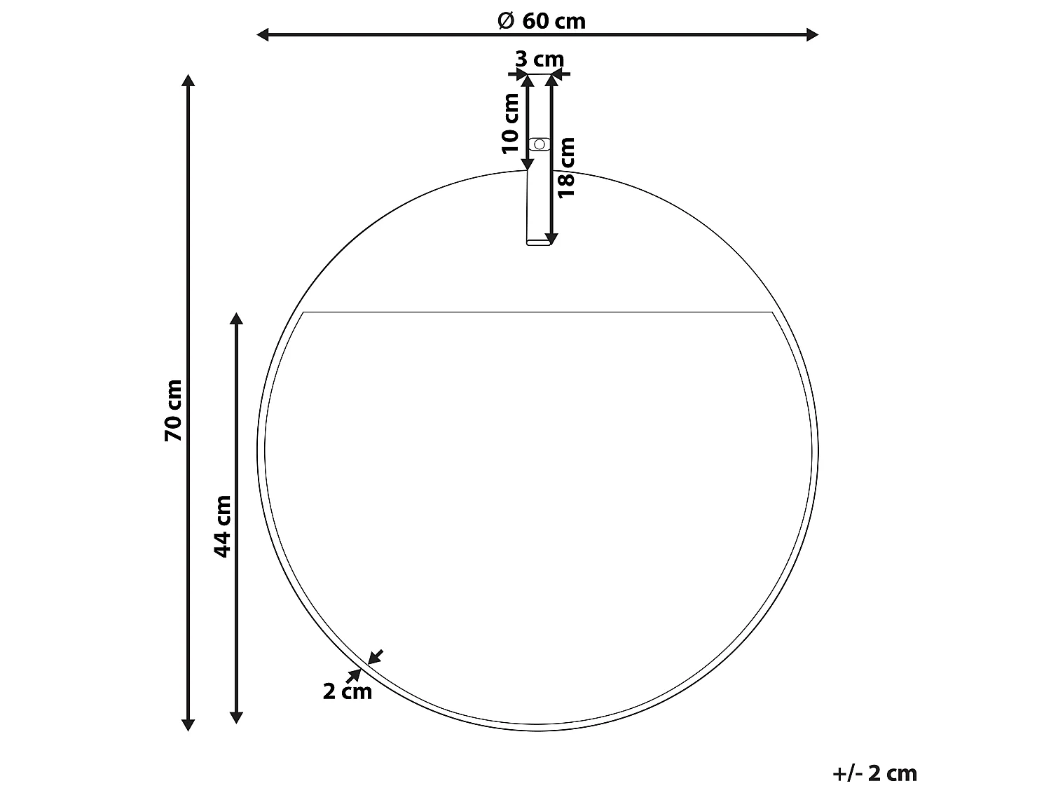 Stilvoller Spiegel mit Aufhängeband rund Metall ø 60 cm gold Gurs