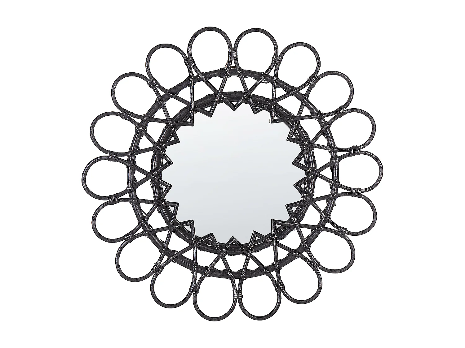 Specchio BABAI 60 cm 60 cm Rattan Nero