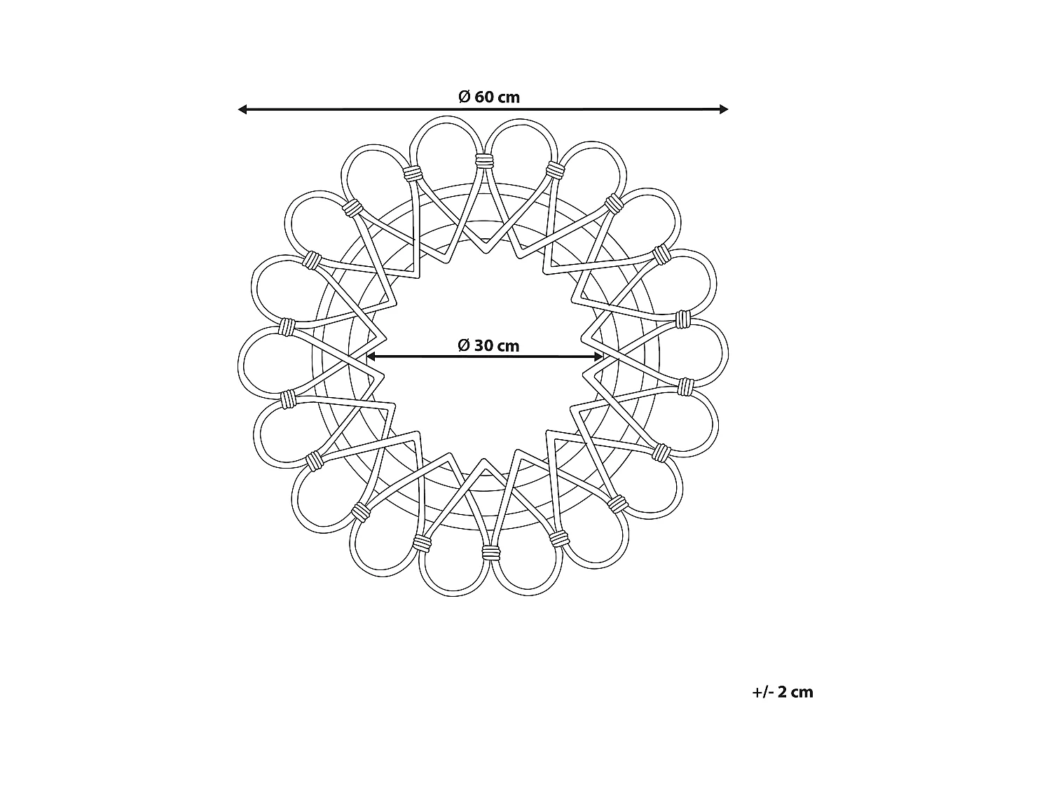 Wandspiegel BABAI 60 cm 60 cm Rotan Zwart
