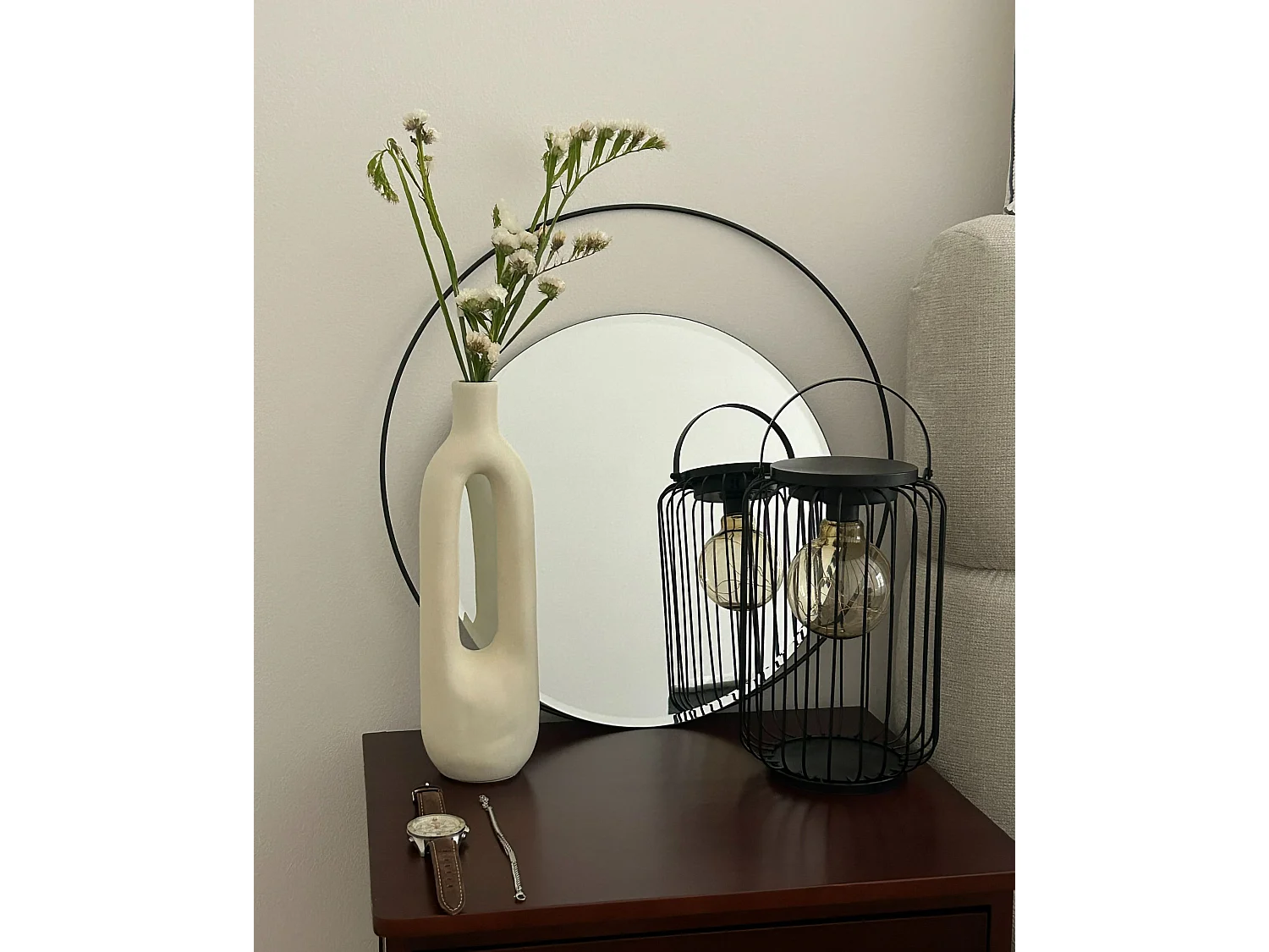 Wandspiegel AGDE 50 cm 50 cm Metaal Zwart
