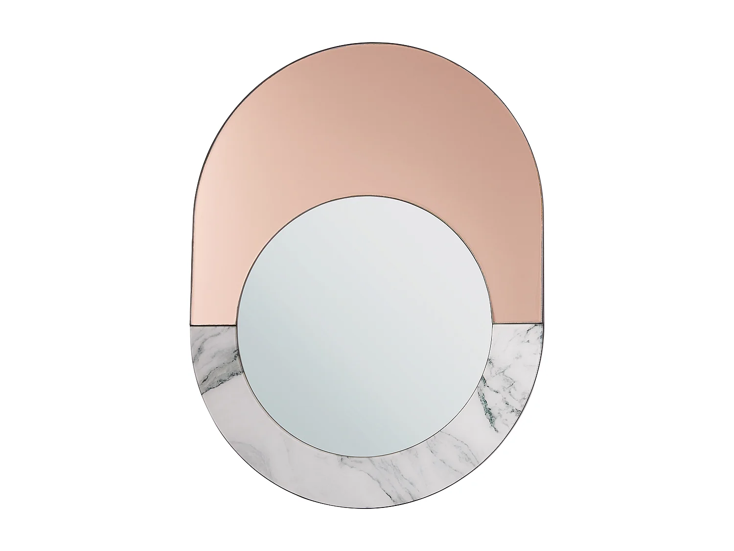 Glamuröser runder Deko Hängespiegel mit ovalem Rahmen Marmor Optik 65x50 cm Rety