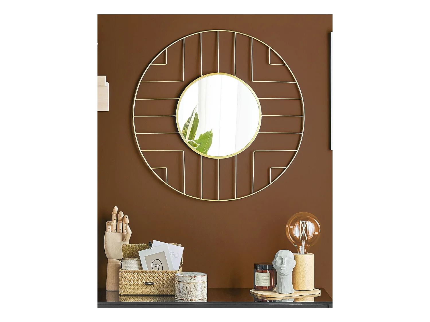 Miroir HESDIN 60 cm 60 cm Métal Doré