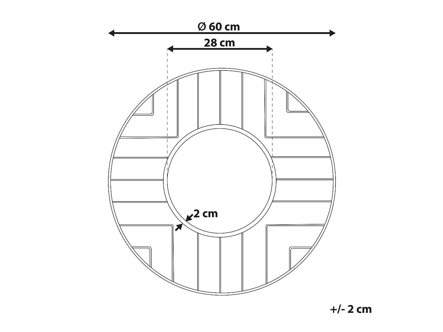 Miroir HESDIN 60 cm 60 cm Métal Doré