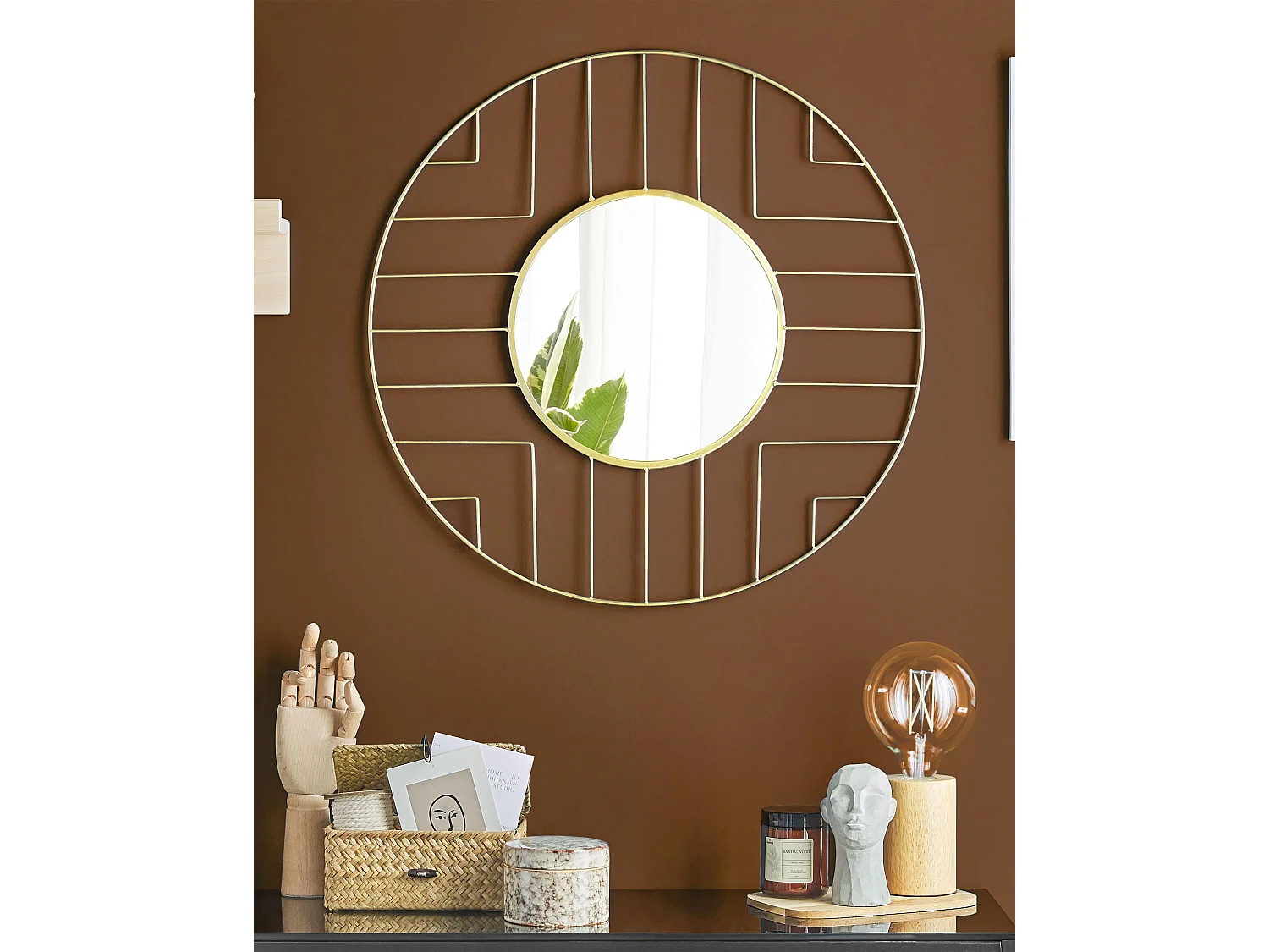 Miroir HESDIN 60 cm 60 cm Métal Doré