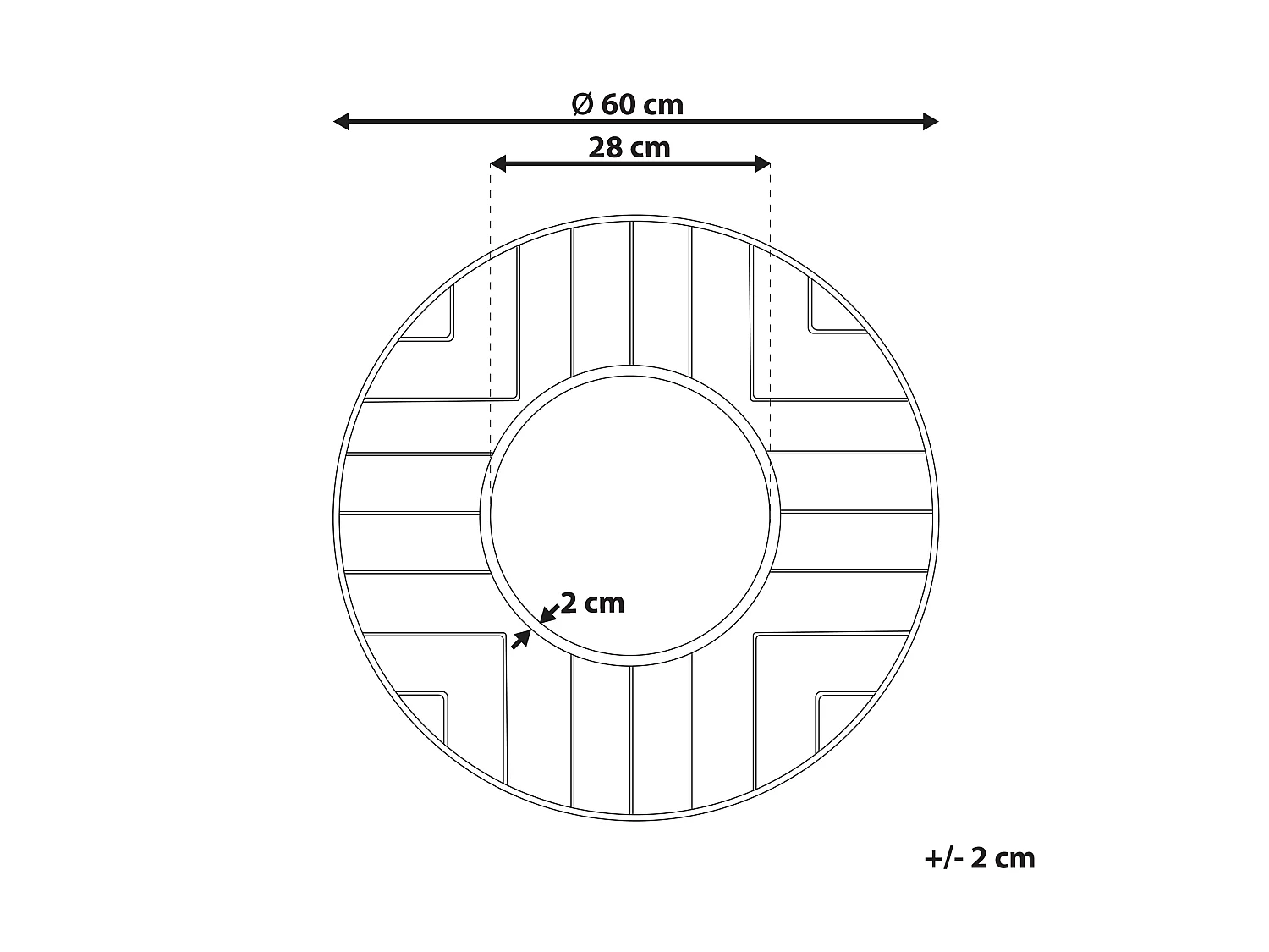 Miroir HESDIN 60 cm 60 cm Métal Doré