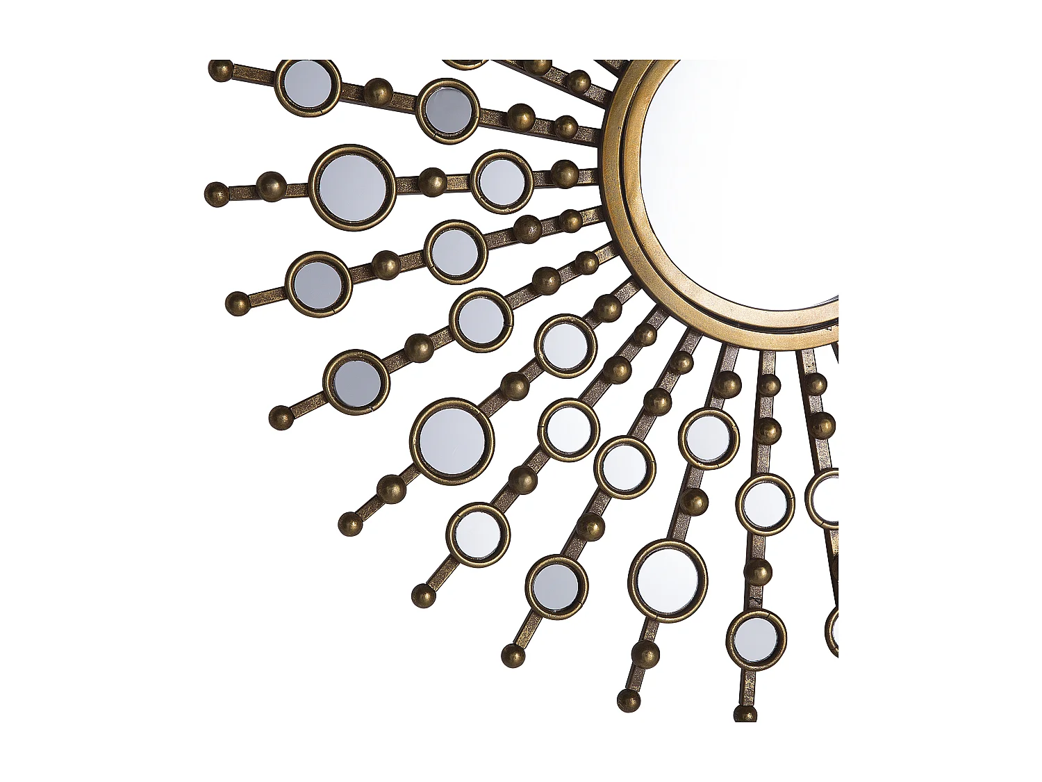 Wandspiegel im Retro Stil rund 70 cm Sonnenmuster gold Blois