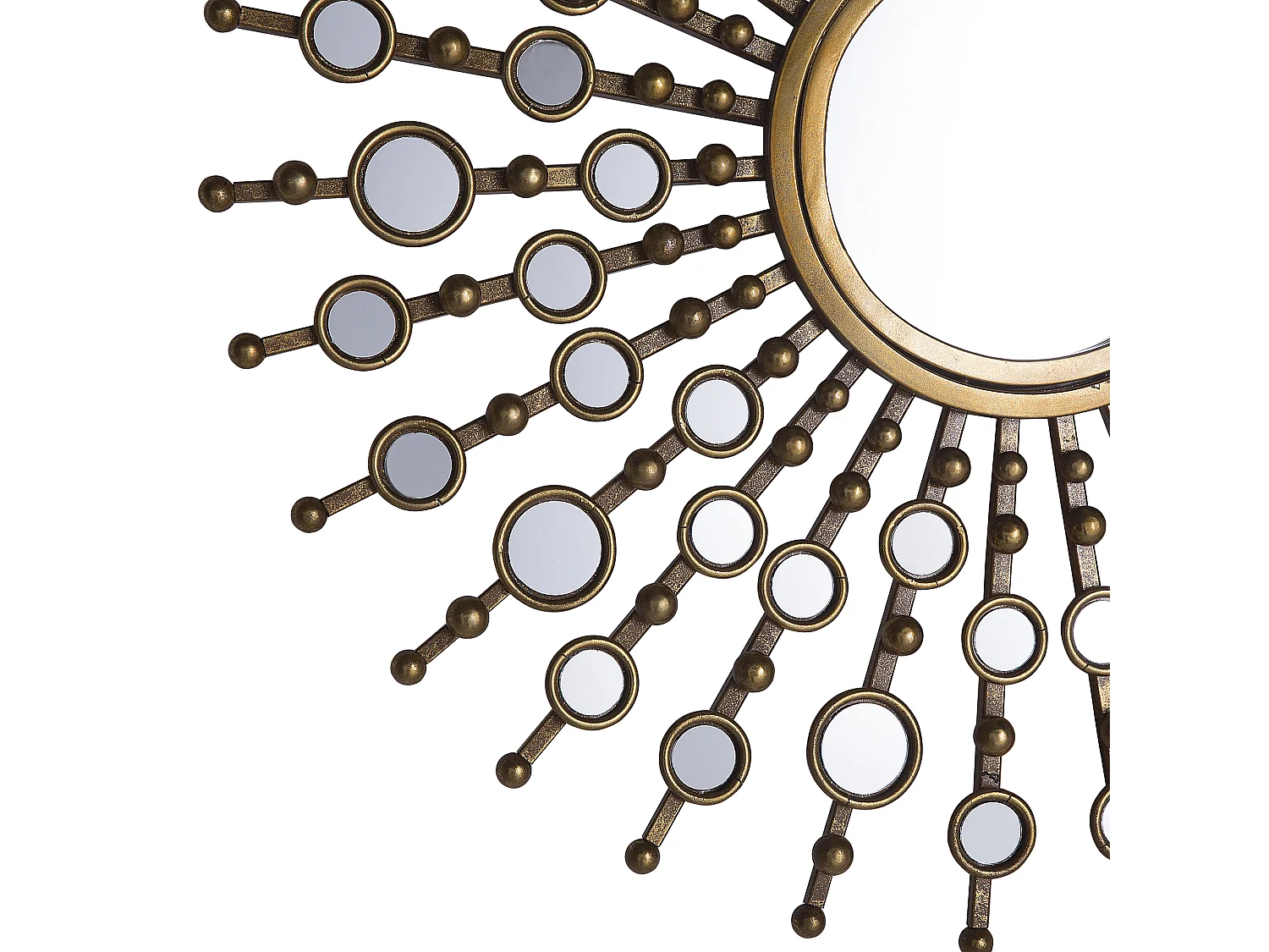 Wandspiegel im Retro Stil rund 70 cm Sonnenmuster gold Blois