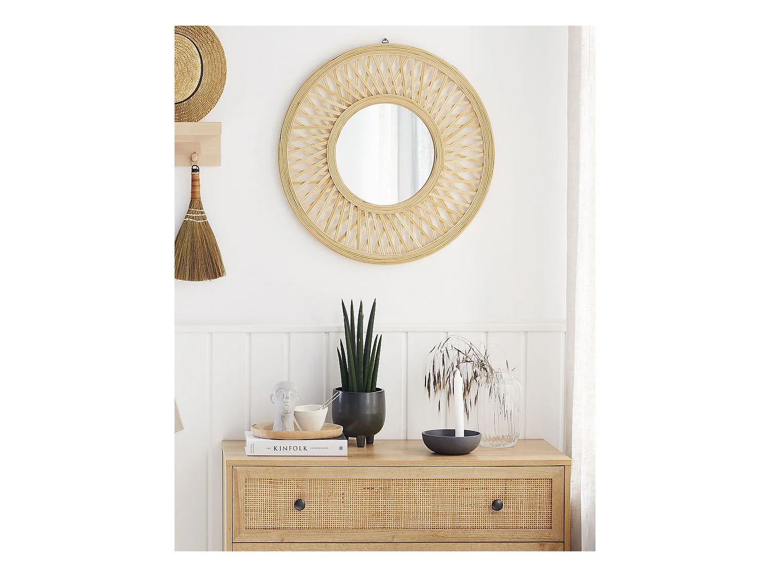 Wandspiegel BACATA 60 cm 60 cm Bamboehout Natuurlijk